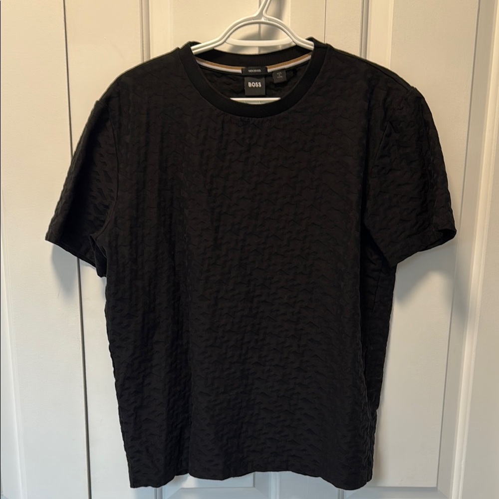 Boss Monogram Jacquard T-shirt in mercerised cotton, size large.